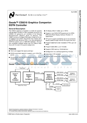 CX9210-VNG datasheet - Geode Graphics Companion DSTN Controller