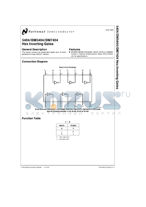 DM5404J/883 datasheet - Hex Inverter