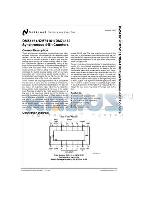 DM54161J/883 datasheet - Synchronous 4-Bit Counters