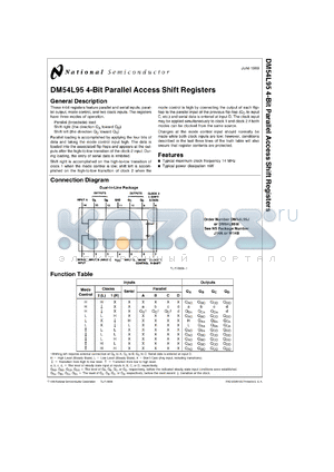 DM54L95W/883 datasheet - 4-Bit Parallel Access Shift Register