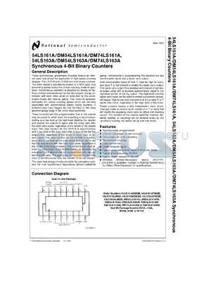 DM54LS161AJ-MLS datasheet - Synchronous 4-Bit Binary Counter with Asynchronous Clear