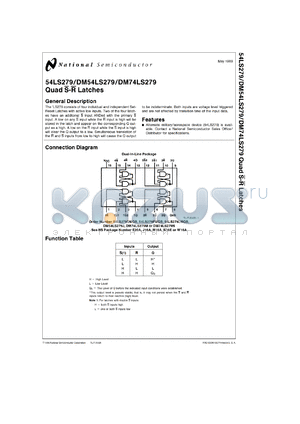 DM54LS279J/883 datasheet - Quad S-R Latch