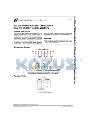 DM54LS368AJ-MLS datasheet - Hex TRI-STATE Inverting Buffer/Bus Driver