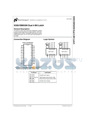 DM9308J/883 datasheet - Dual 4-Bit Latch