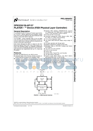 DP83257VF-MPC datasheet - Player & Device Enhanced FDDI Physical Layer Controller [Preliminary]