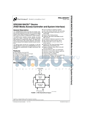 DP83266VF-MPC datasheet - MACSI Device (FDDI Media Access Controller and System Interface) [Preliminary]