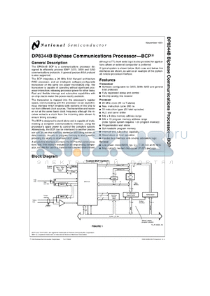 DP8344BVJG datasheet - Biphase Communications Processor-BCP