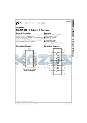 DS14185WMX datasheet - EIA/TIA-232 3 Driver x 5 Receiver