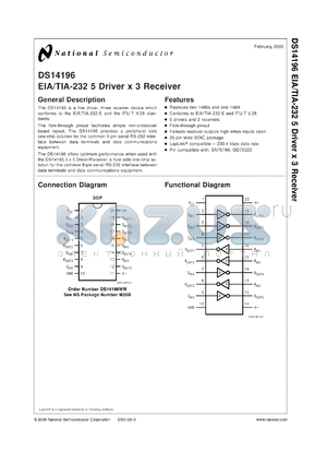 DS14196WMX datasheet - EIA/TIA-232 5 Driver x 3 Receiver