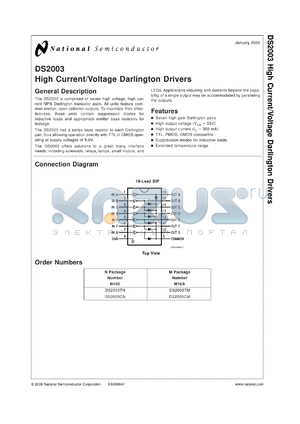 DS2003CMX datasheet - High Current/Voltage Darlington Driver