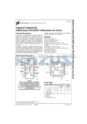 DS26C31TMX datasheet - CMOS Quad TRI-STATE Differential Line Drivers