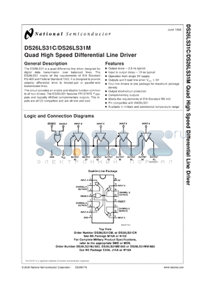 DS26LS31MJ-MLS datasheet - Quad High Speed Differential Line Drivers