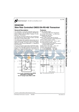 DS36C280MX datasheet - Slew Rate Controlled CMOS TIA/EIA-485 Transceiver