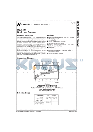 DS75107MX datasheet - Dual Line Receiver