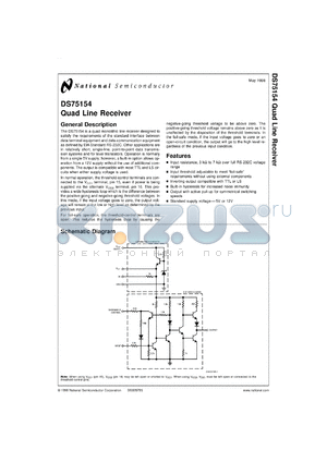 DS75154MX datasheet - Quad Line Receiver