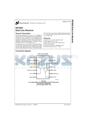 DS7820J/883 datasheet - Dual Line Receivers