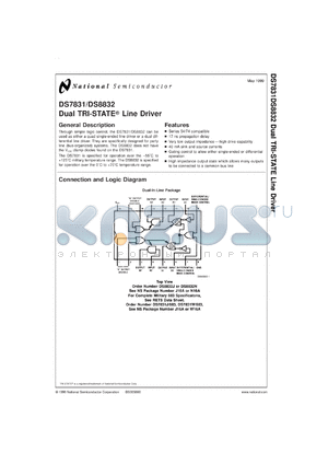 DS7831W-SMD datasheet - Dual TRI-STATE Line Drivers