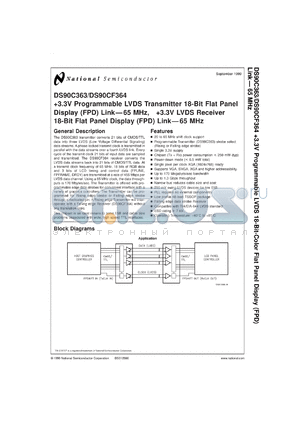 DS90C363MTDX datasheet - +3.3V Programmable LVDS Transmitter 18-Bit Flat Panel Display (FPD) Link-65 MHz