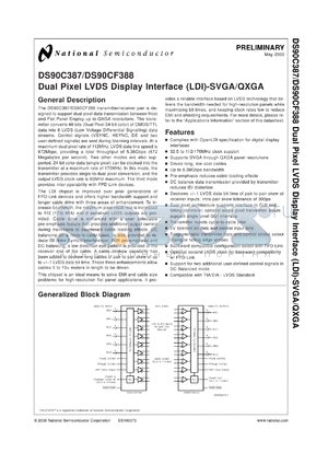 DS90C387VJDX datasheet - +3.3V Dual Pixel LVDS Display Interface (LDI)-SVGA/QXGA