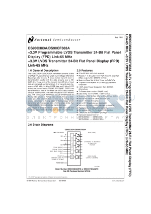 DS90CF383AMTDX datasheet - +3.3V LVDS Transmitter 24-Bit Flat Panel Display (FPD) Link-65 MHz