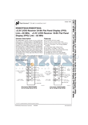 DS90CF384AMDC datasheet - +3.3V LVDS Receiver 24-Bit Flat Panel Display (FPD) Link-65 MHz