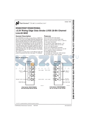 DS90CR288AMTDX datasheet - +3.3V Rising Edge Data Strobe LVDS 28-Bit Channel - 85 MHz