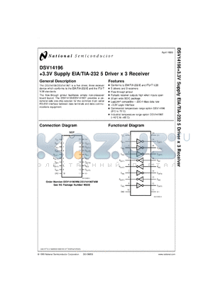 DSV14196TWMX datasheet - +3.3V Supply EIA/TIA-232 5 Driver x 3 Receiver