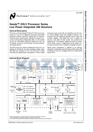 GL-166P-85-2.2 datasheet - Geode Processor Series Low Power Integrated x86 Solutions