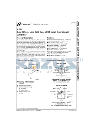 JM38510/11905BG datasheet - Low Offset, Low Drift Dual JFET Input Operational Amplifier