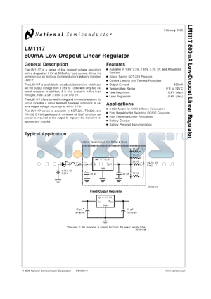 LM1117MP-2.85 datasheet - 800mA Low-Dropout Linear Regulator