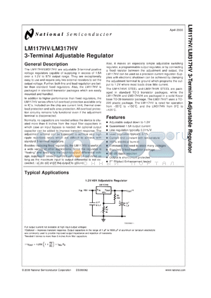LM117HVH-MLS datasheet - 3-Terminal Adjustable Regulator