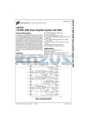 LM1279AN datasheet - 110 MHz RGB Video Amplifier System with OSD