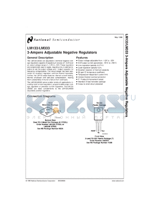 LM133KSTEEL datasheet - 3-Ampere Adjustable Negative Regulator [Life-time buy]