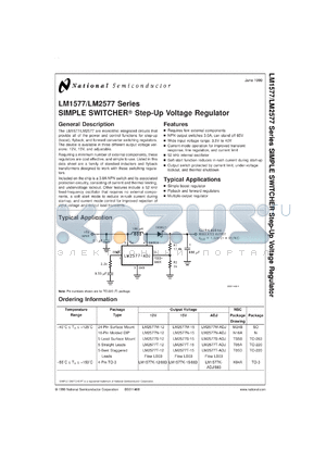 LM1577K-ADJ/883 datasheet - SIMPLE SWITCHER Step-Up Voltage Regulator