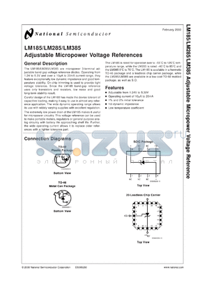 5962-9091401MXA datasheet - Adjustable Micropower Voltage Reference