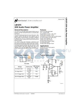 LM1875MWC datasheet - 20-W Audio Power Amplifier