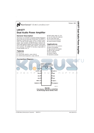 LM1877MX-9 datasheet - Dual Audio Power Amplifier