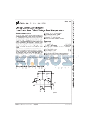 JM38510/11202BG datasheet - Low Power Low Offset Voltage Dual Comparator