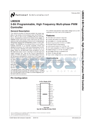 LM2639MX datasheet - 5-Bit Programmable, High Frequency Multi-phase PWM Controller