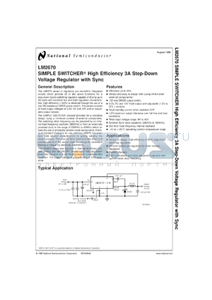 LM2670S-12 datasheet - SIMPLE SWITCHER High Efficiency 3A Step-Down Voltage Regulator with Sync