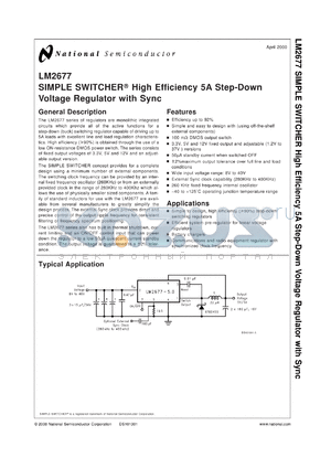 LM2677SX-12 datasheet - SIMPLE SWITCHER High Efficiency 5A Step-Down Voltage Regulator with Sync