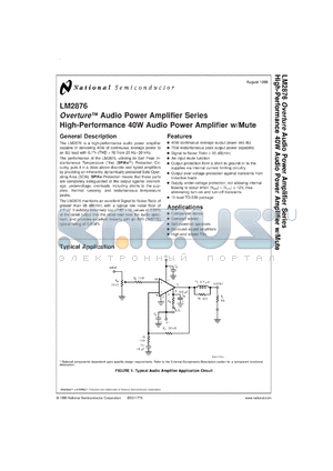 LM2876MWC datasheet - High-Performance 40 Watt Audio Power Amplifier w/Mute