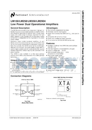 LM2904MWC datasheet - Low Power Dual Operational Amplifier