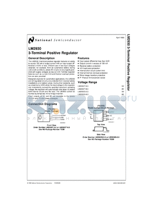 LM2930SX-8.0 datasheet - 3-Terminal Positive Regulator