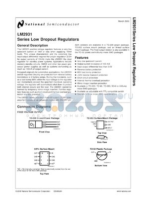 LM2931AMX-5.0 datasheet - Series Low Dropout Regulators