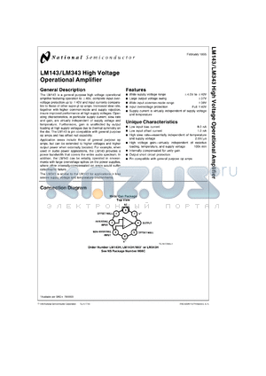 LM343MWC datasheet - High Voltage Operational Amplifier [Preliminary]