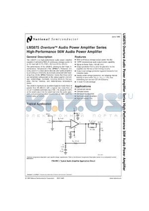 LM3875MWC datasheet - High-Performance 56W Audio Power Amplifier