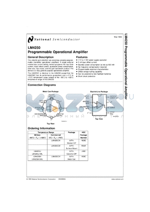 LM4250CMWC datasheet - Programmable Operational Amplifier