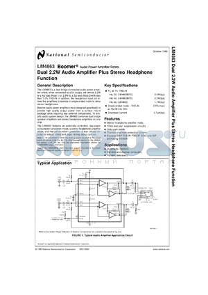 LM4863MTX datasheet - Dual 2.2W Audio Amplifier Plus Stereo Headphone Function