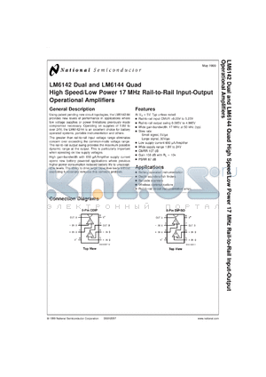 5962-9550301QPA datasheet - Dual High Speed/Low Power 17 MHz Rail-to-Rail I/O Operational Amplifier